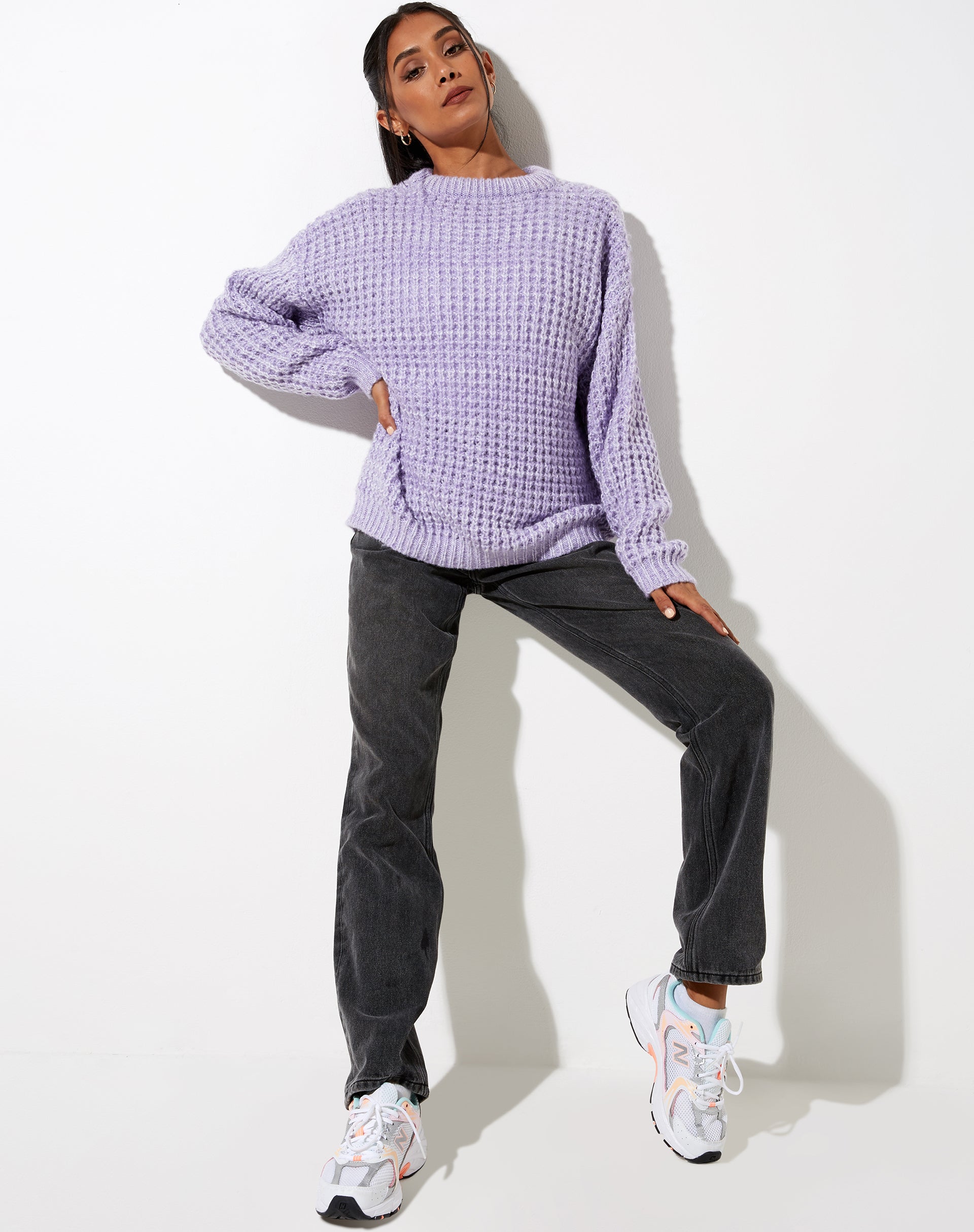 Image of Caribou Jumper in Chunky Knit Lilac and White