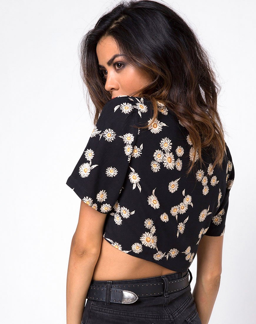 Image of Cavazza Crop Top in Grunge Daisy Floral