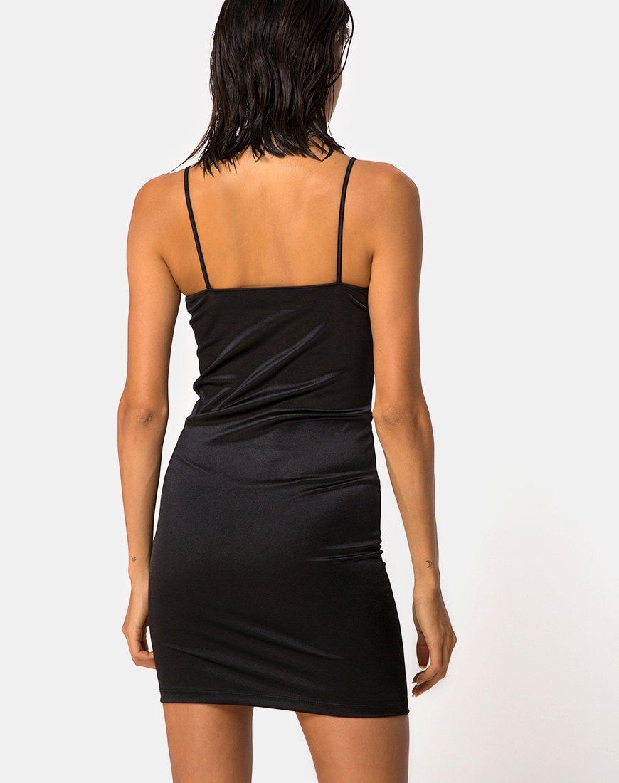 Image of Cecile Dress in Satin Black