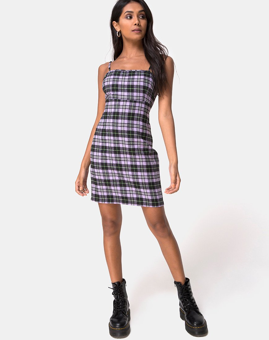 Image of Cecile Dress in Plaid Lilac