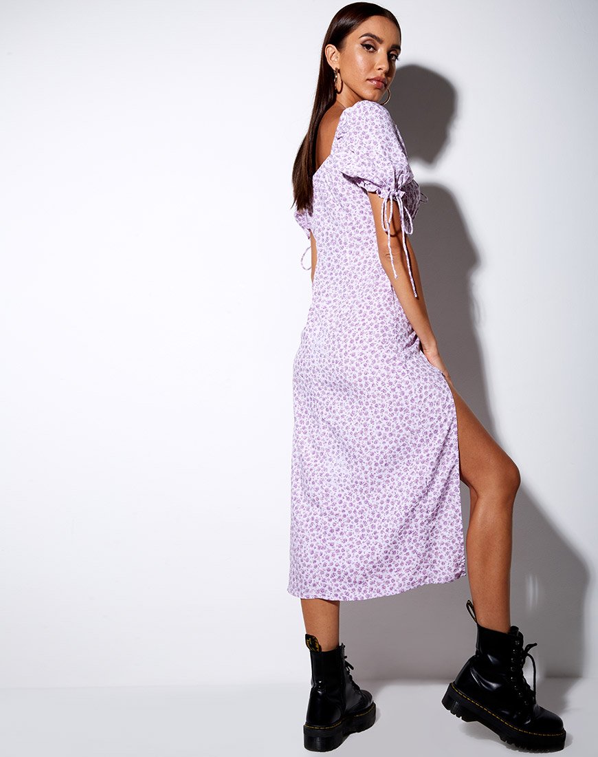Image of Cello Midi Dress in Ditsy Rose Lilac