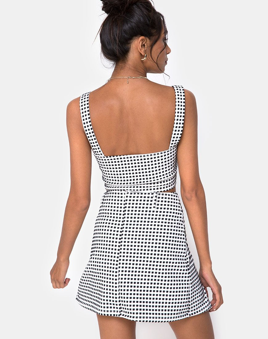 Zaida Skirt in Gingham Ivory Black