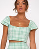 Image of Cindy Crop Top in Table Cloth Neo Mint