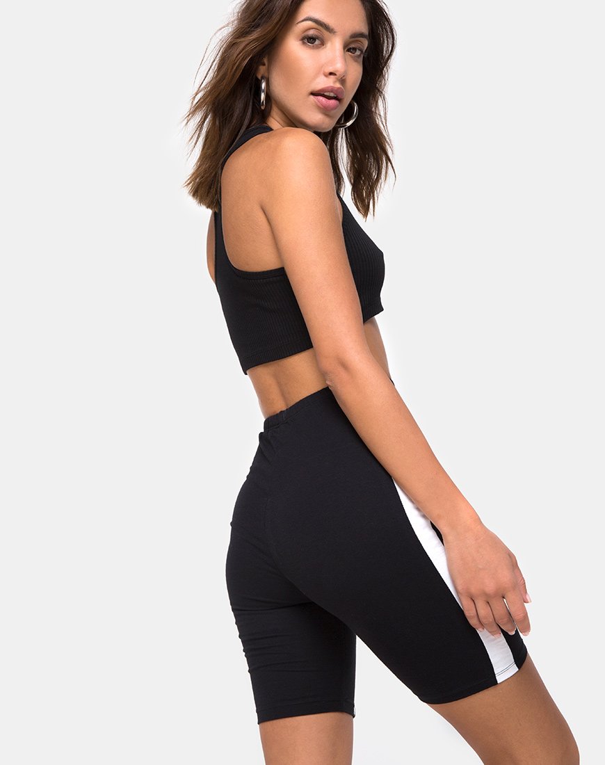 Image of Cirst Short in Black with White Stripe