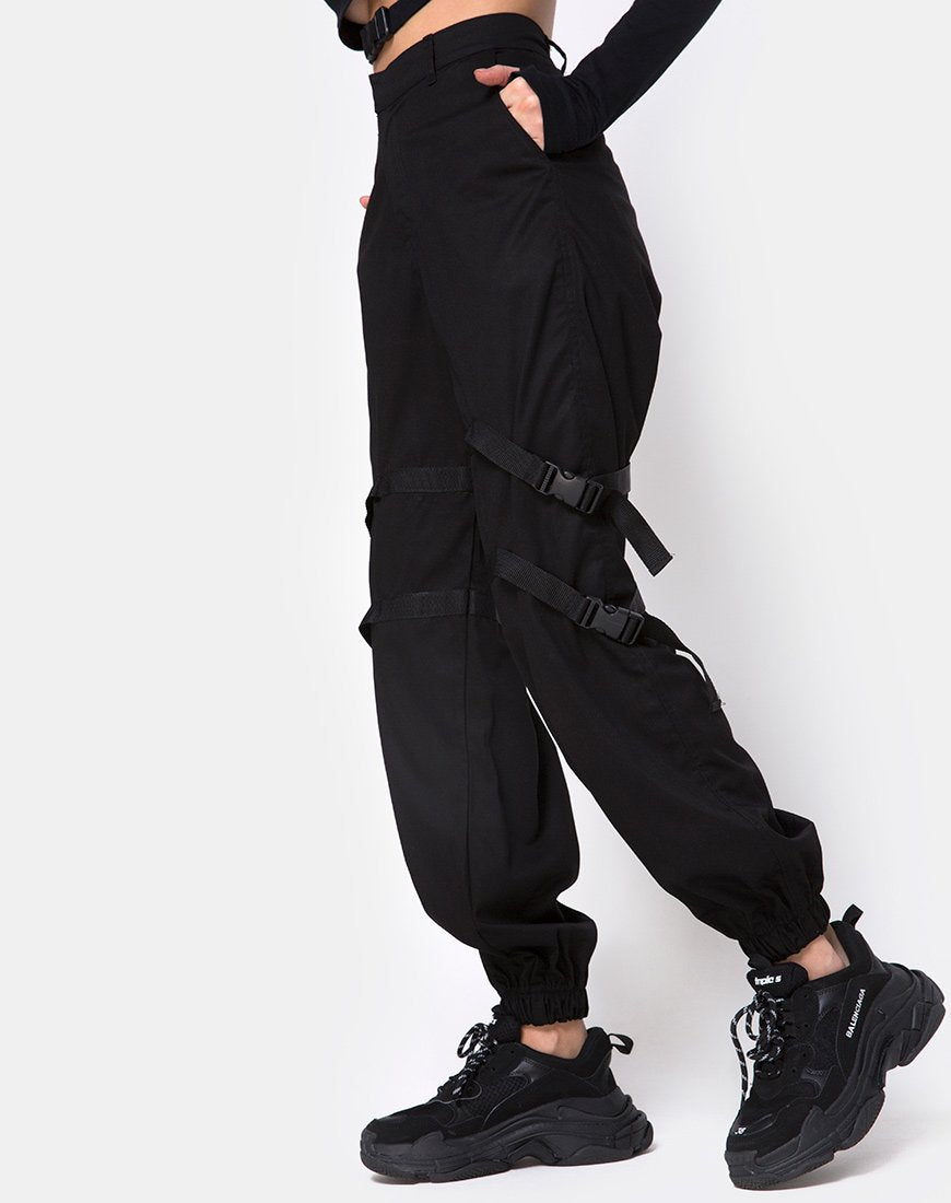 Image of Clive Cargo Trouser in Black Buckle
