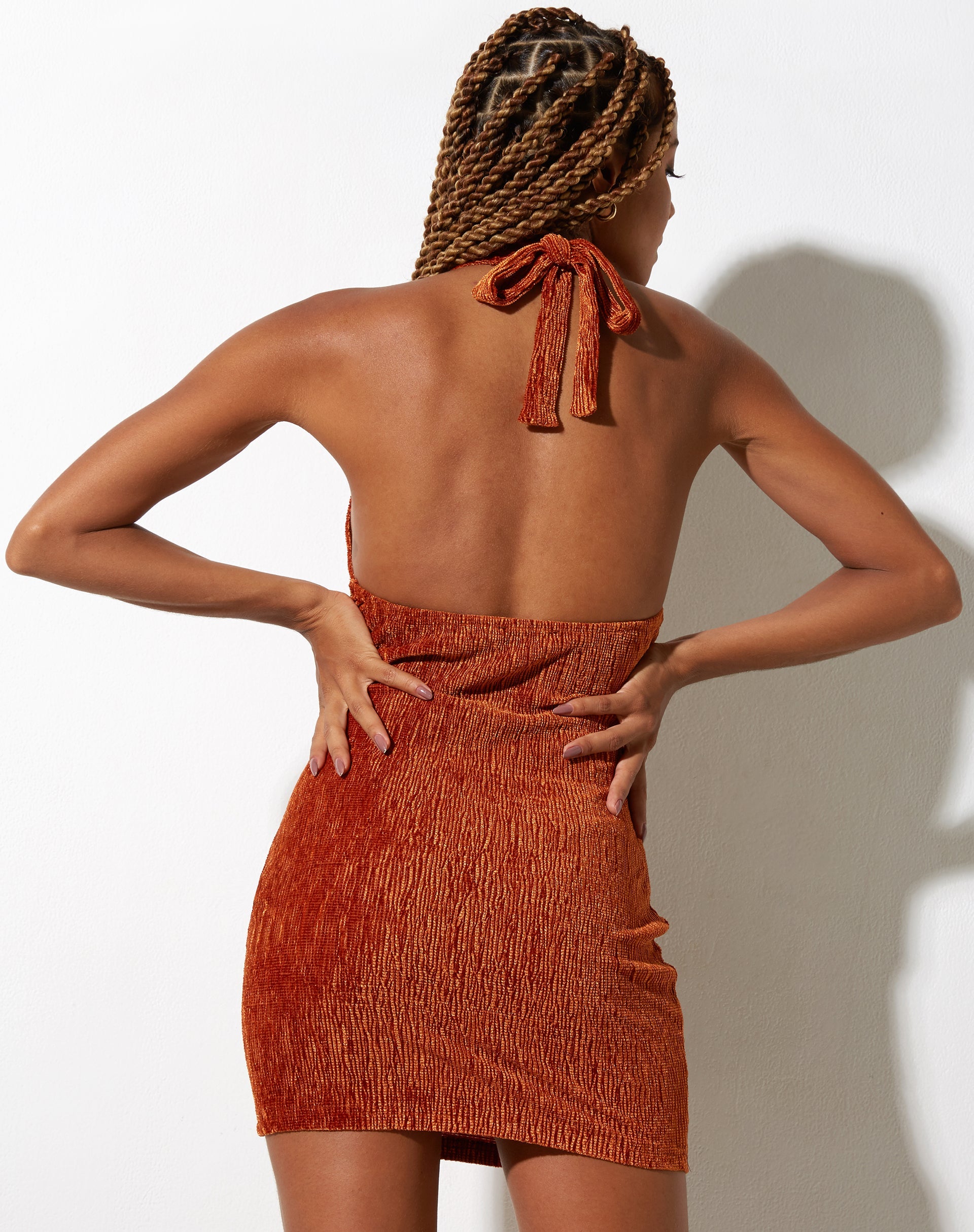 IMAGE OF Coby Mini Dress in Velvet Rust