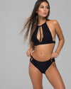 Image of Connie Cutout Bikini Bottom in Flat Spandex Black