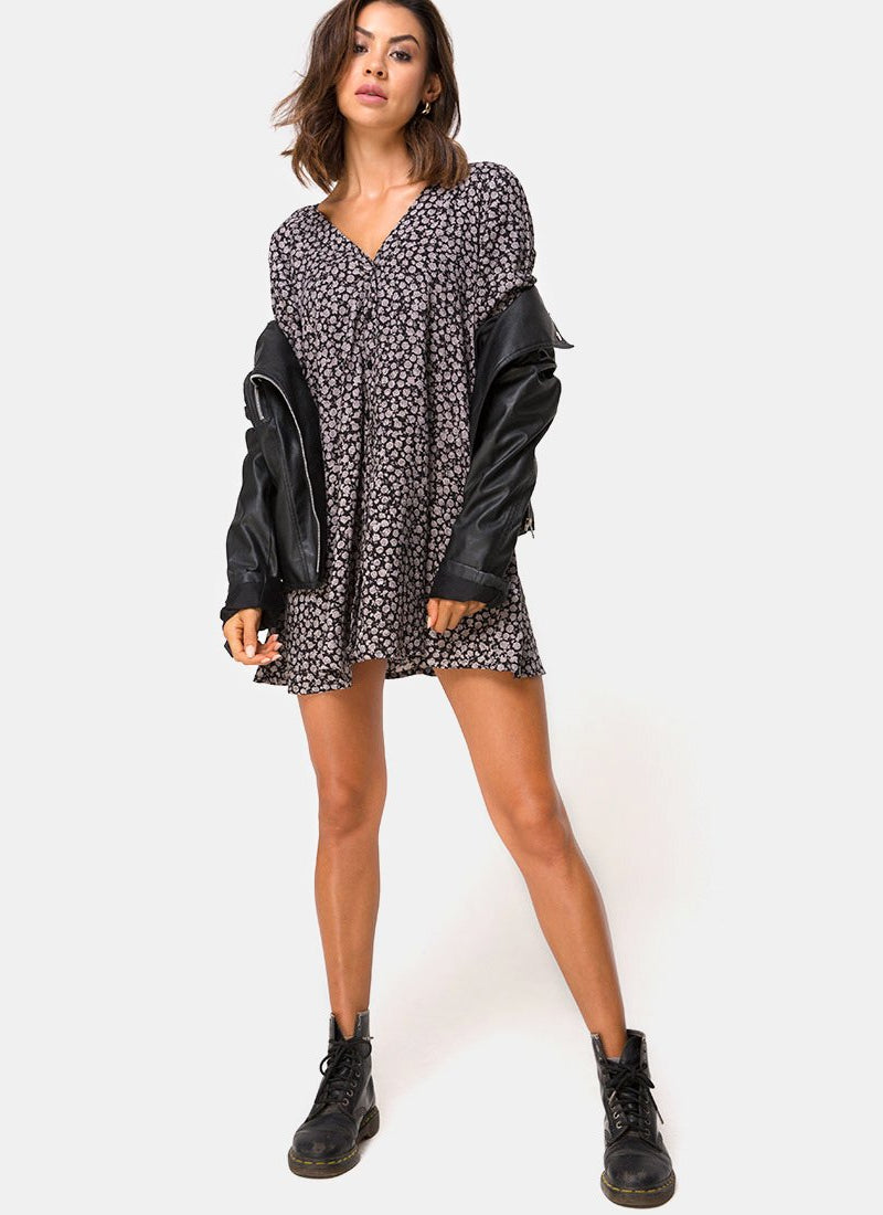 V Neckline Ditsy Rose Swing Dress | Crosena - Motel Rocks – motelrocks ...