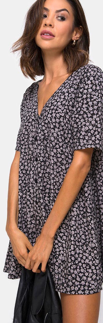 V Neckline Ditsy Rose Swing Dress | Crosena - Motel Rocks – motelrocks ...