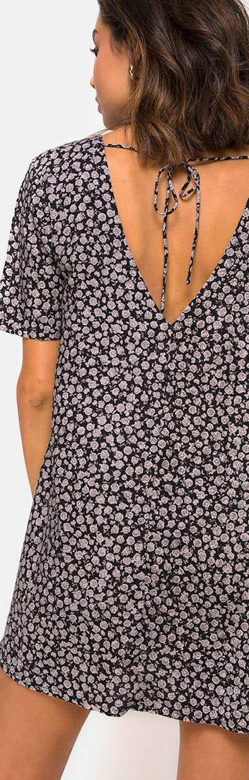 V Neckline Ditsy Rose Swing Dress | Crosena - Motel Rocks – motelrocks ...