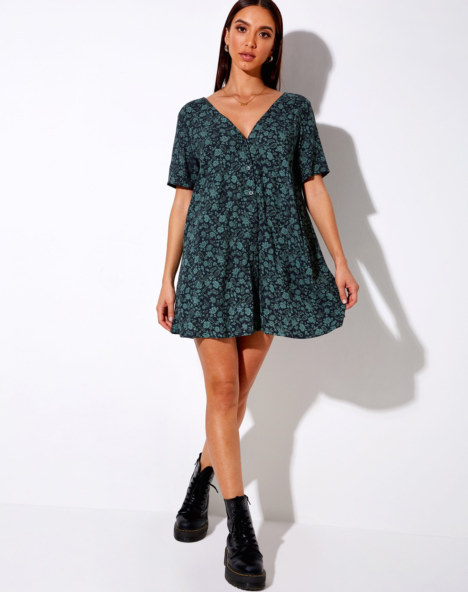 Image of Crosena Dress in Mono Paisley Sage