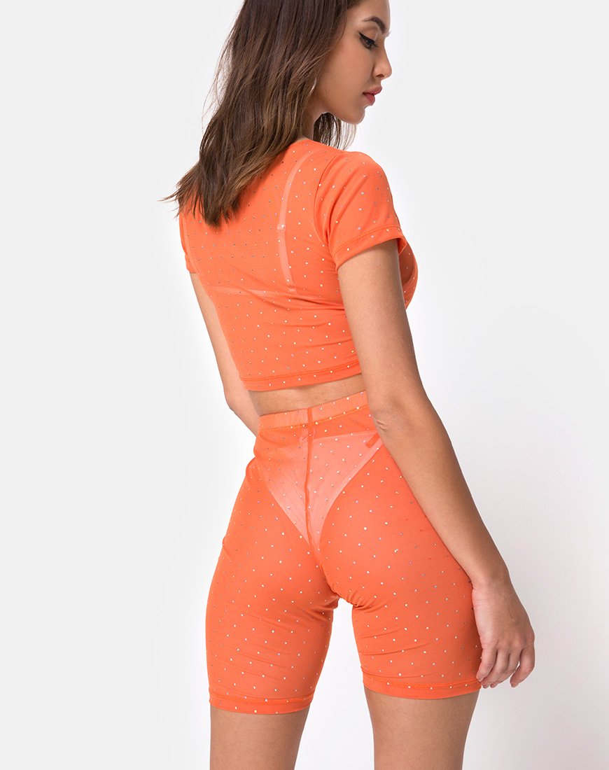 Image of Bike Short in Crystal Net Orange