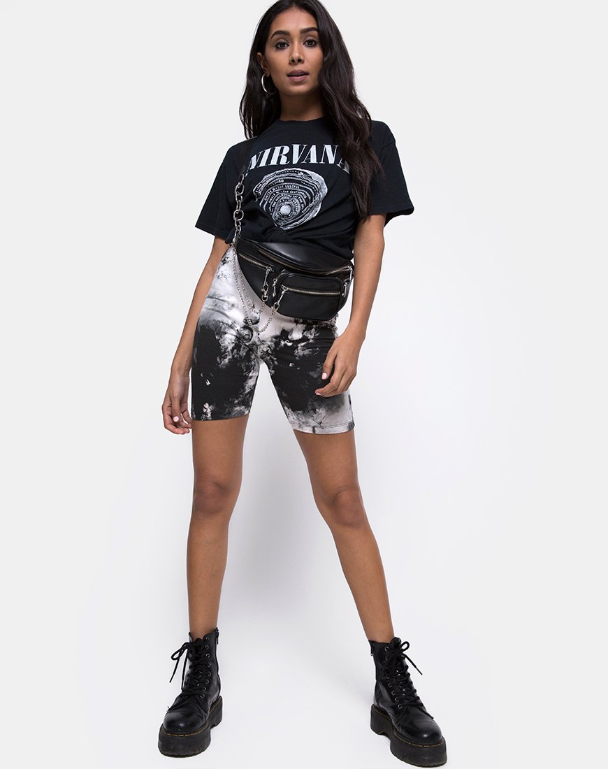 Image of Cycle Short in Mono Tie Dye black and White