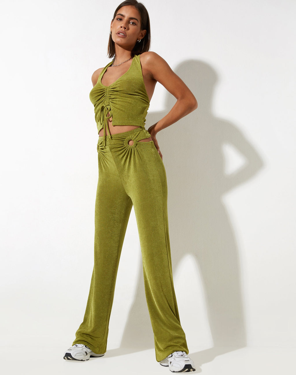Sesaot Flare Trouser in Crepe Lime
