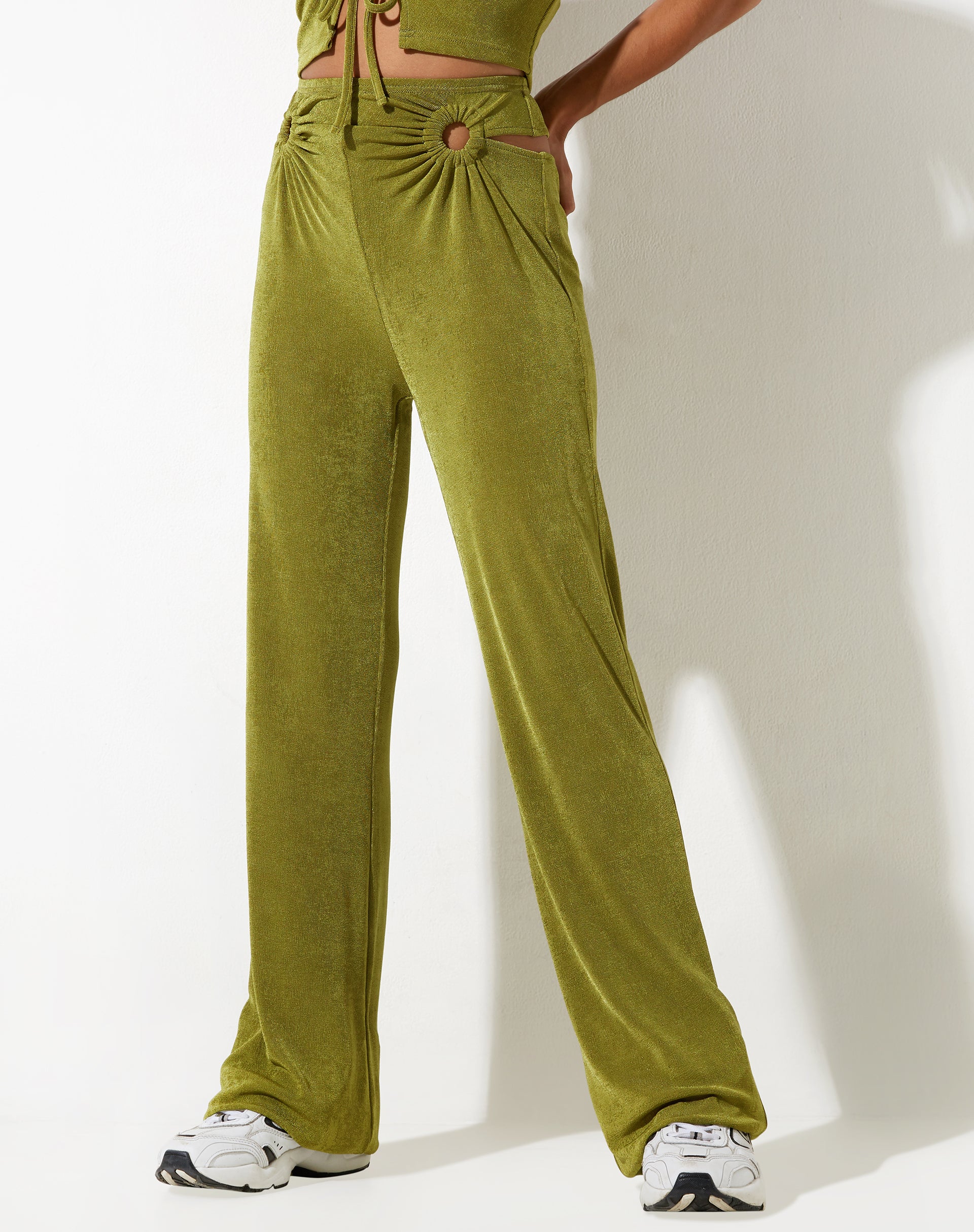 image of Sesaot Flare Trouser in Crepe Lime