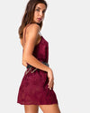 Image of Datista Slip Dress in Satin Rose Burgundy