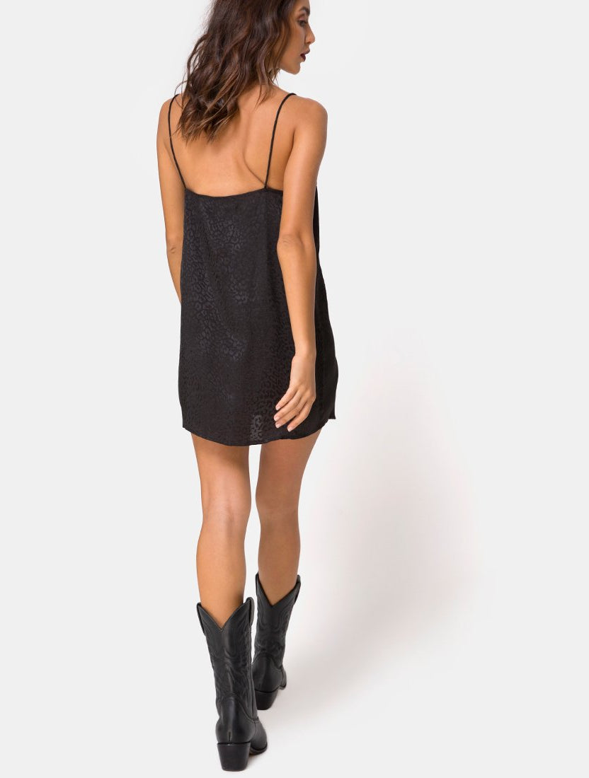 Datista Slip Dress en satin Cheetah Grape