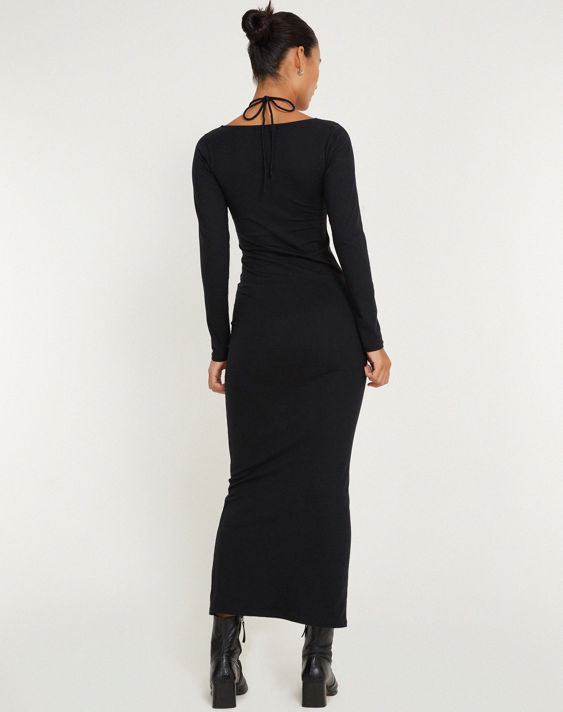 image of Delani Long Sleeve Midi Dress in Black