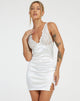 image of Deralina Mini Dress in Satin White With Lace
