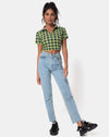 Image of Dhen Crop Top in Green and Purple Check