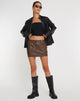 Image of Image of Disya Mini Skirt in PU Brown