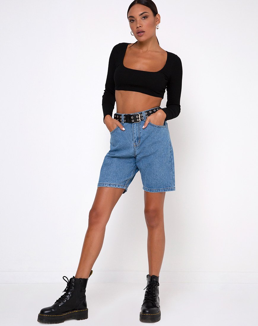 Image of Drea Crop Top in Rib Black