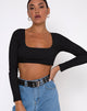 Image of Drea Crop Top in Rib Black