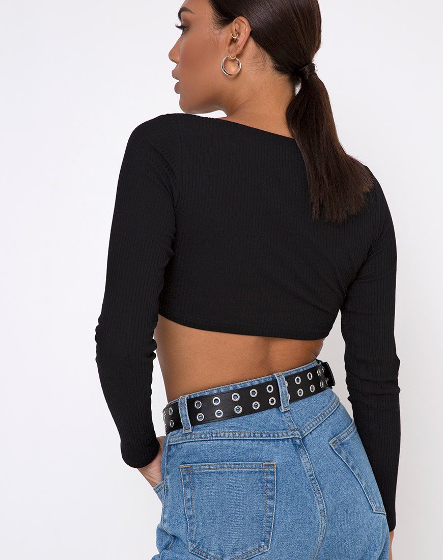 Image of Drea Crop Top in Rib Black