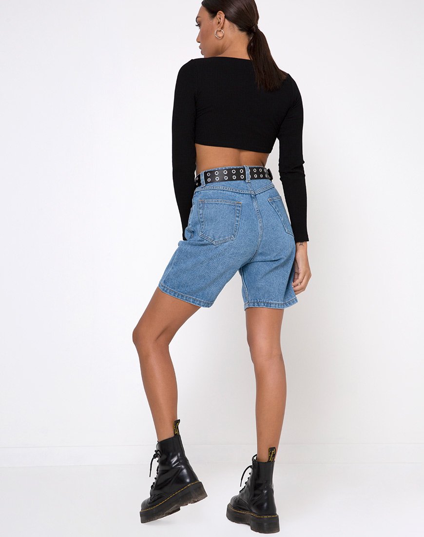 Image of Drea Crop Top in Rib Black