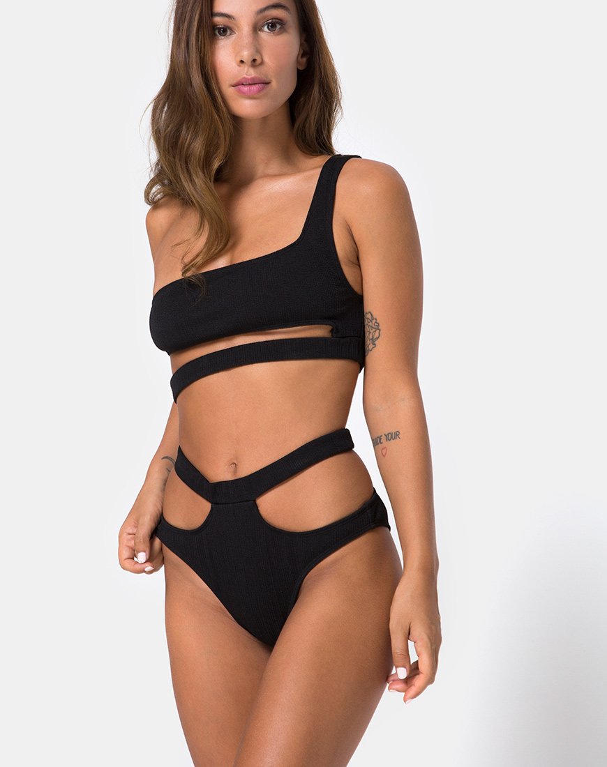 Image of Drelins Bikini Bottoms in Black Rib