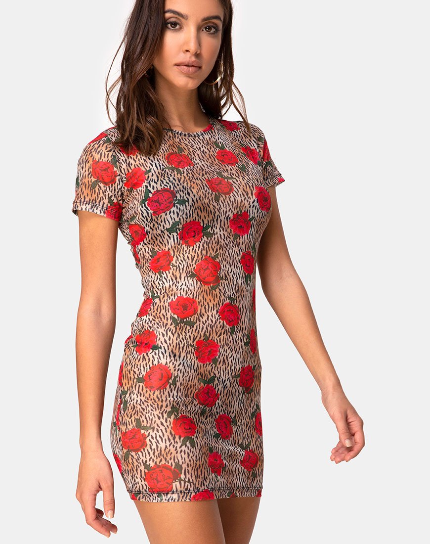Image of Whitney Bodycon Dress in Tiger Rose