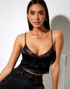 Image of Dyrana Crop Top in Black Rose Flock