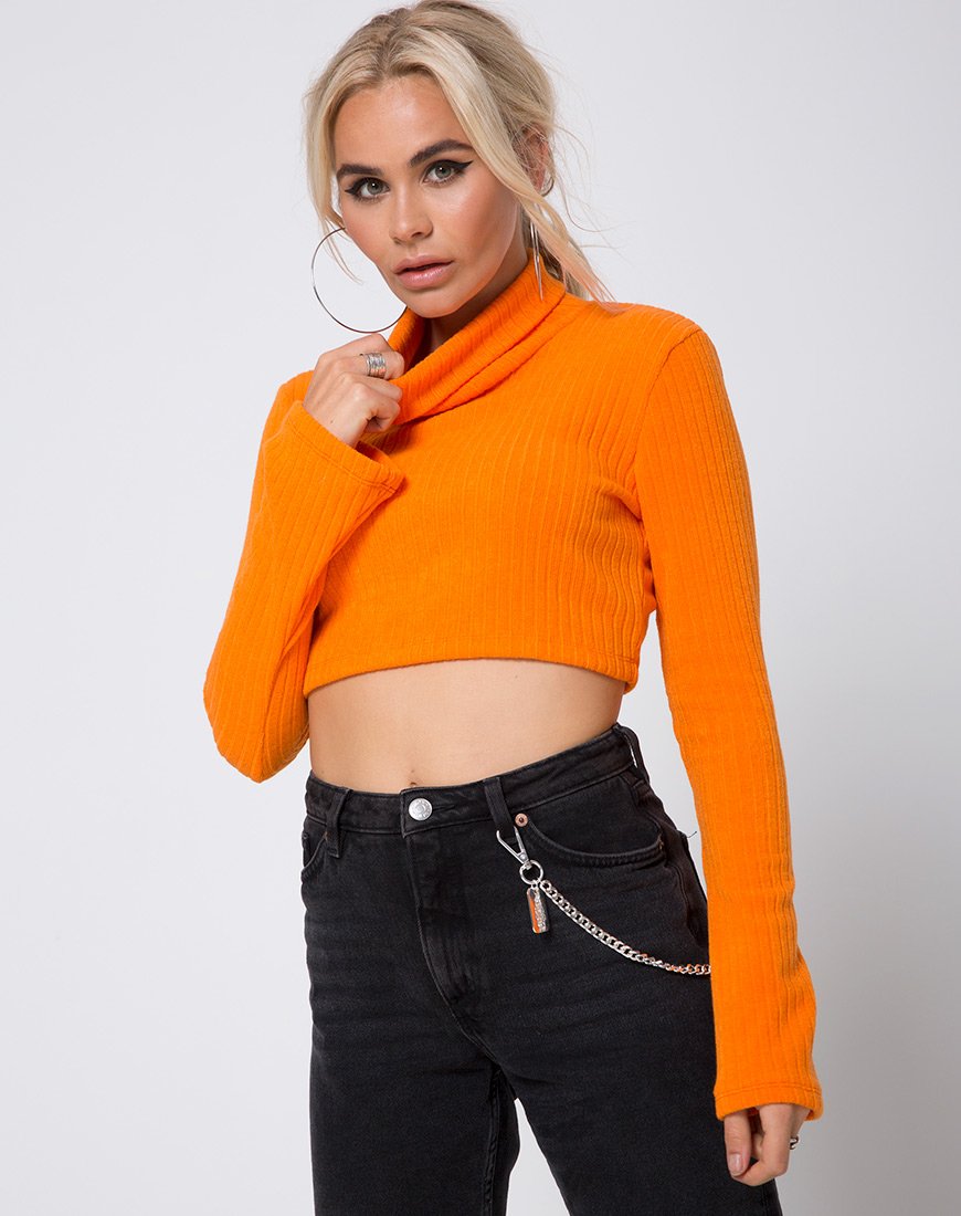 Image of Elena Crop Top in Rib Knit Orange
