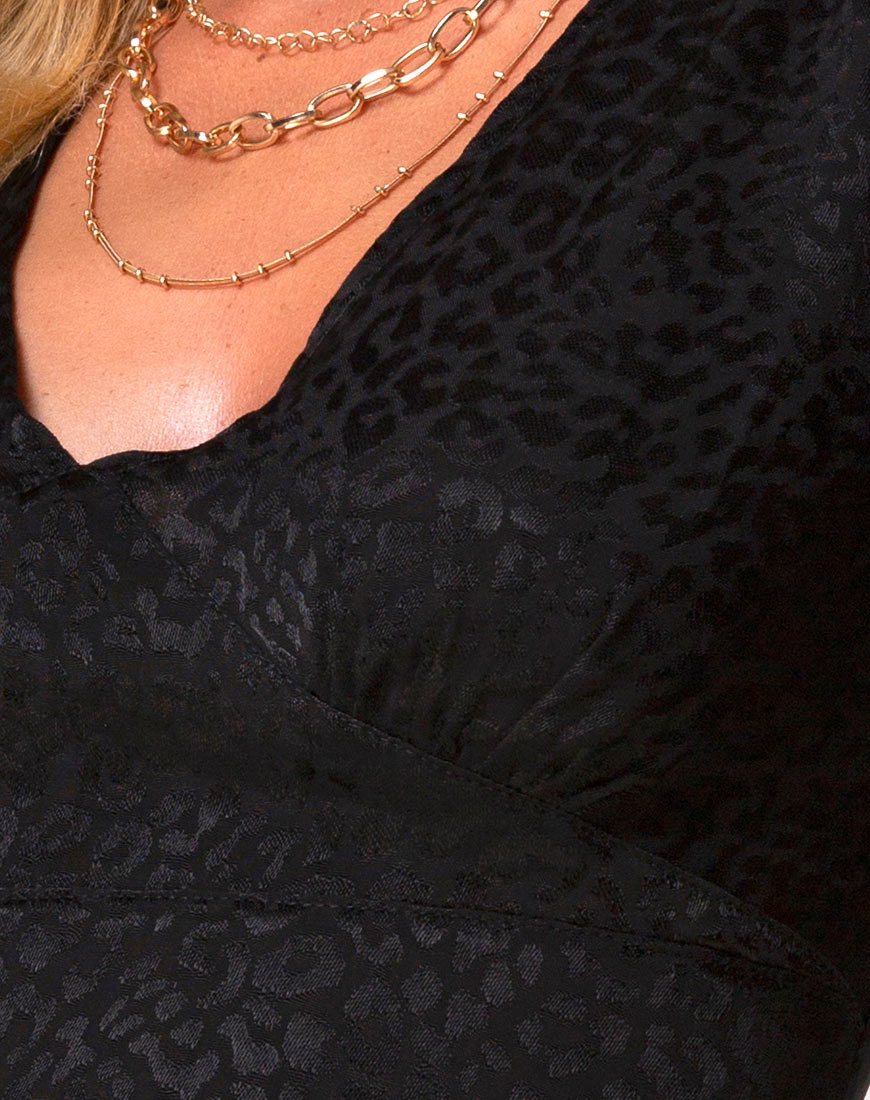 Image of Elfy Mini Dress in Satin Cheetah Black