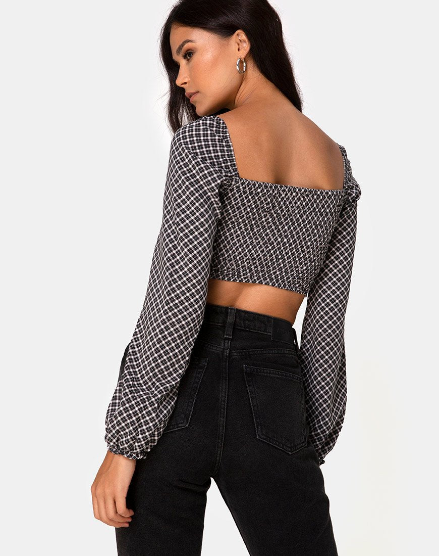 Image of Elina Top in Check It Out Black