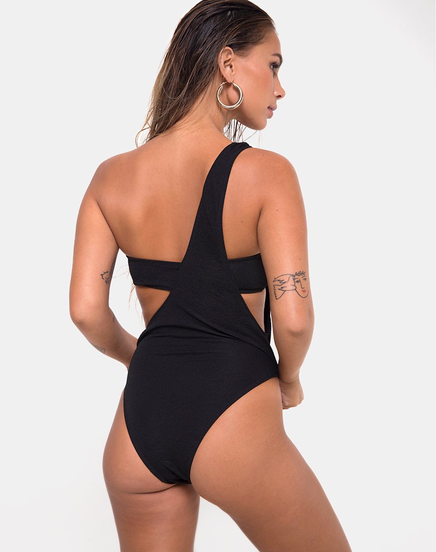 Image of Elkin Swimsuit in Textured Black