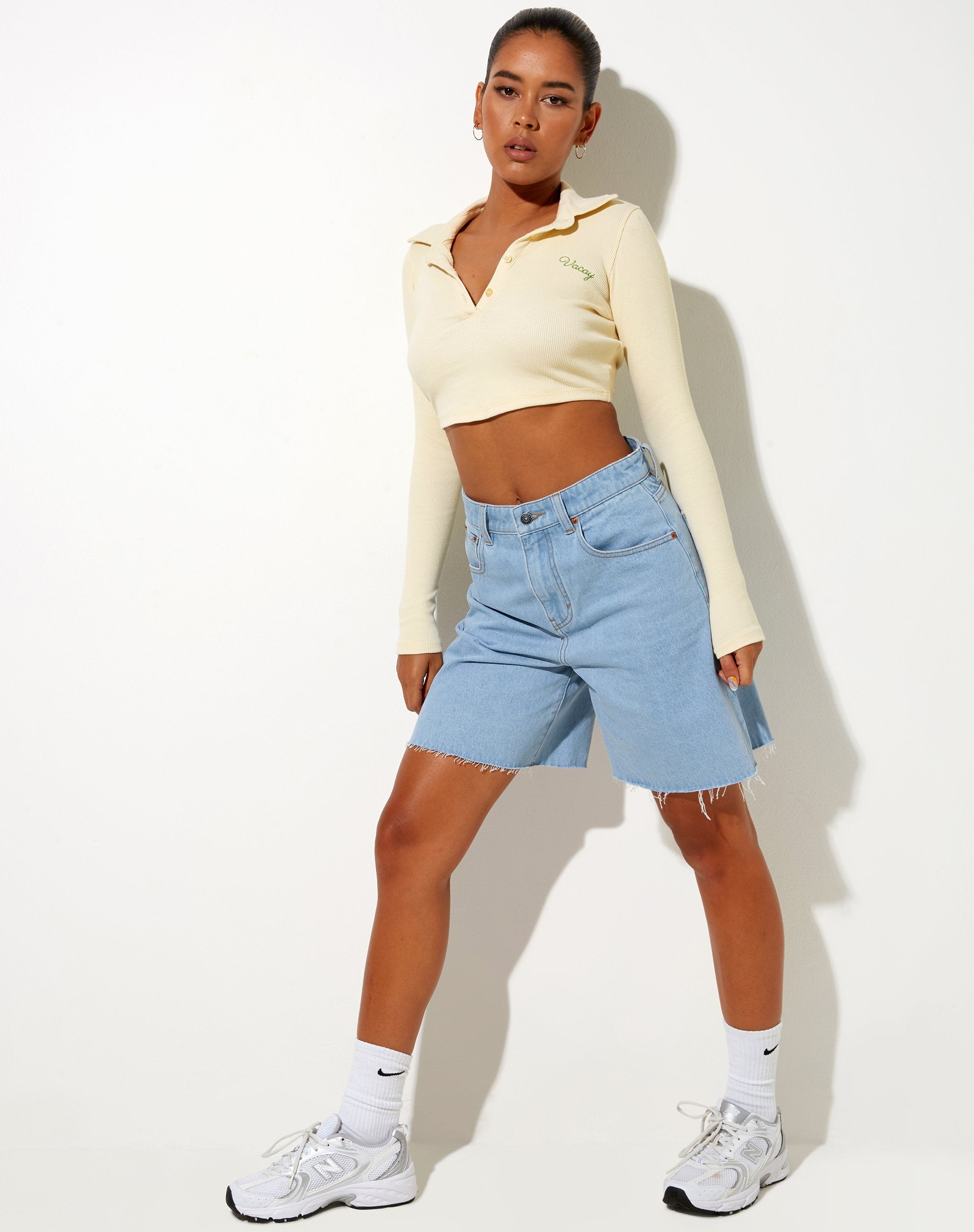 Image of Elody Crop Top in Buttercream Vacay Embro