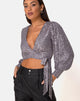 Image of Erina Longsleeve Top in Drape Net Silver