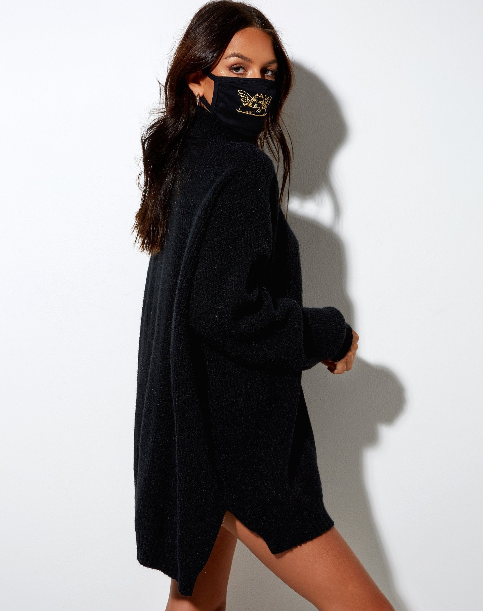 Image of Face Mask in Black Angelo Gold Embro