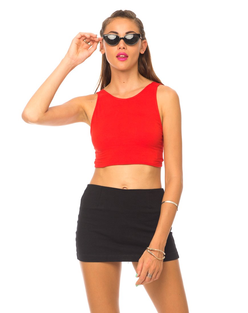 Image of Motel Faith Tie Red Crop Top in Red