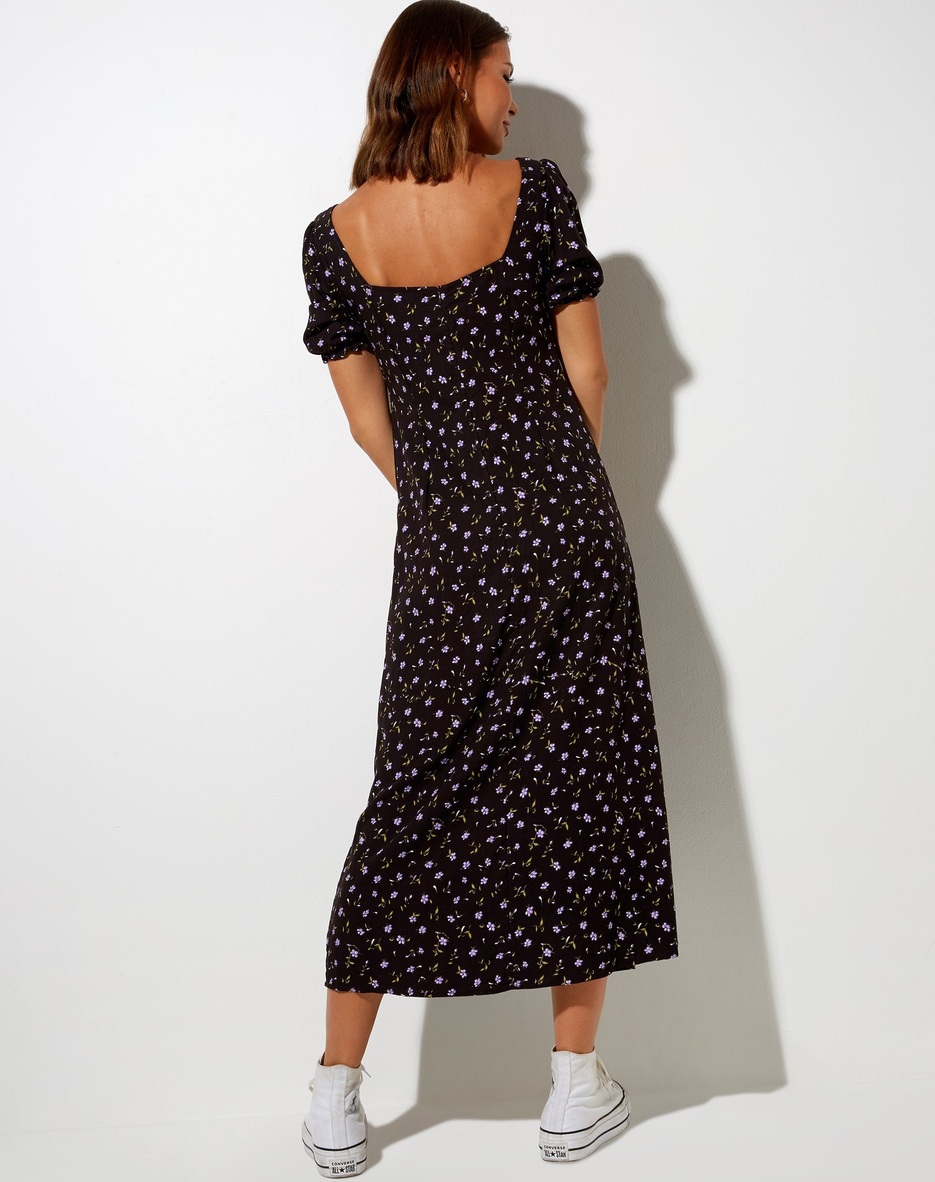 Image of Fernanda Midi Dress in Pretty Petal Coffee and Purple