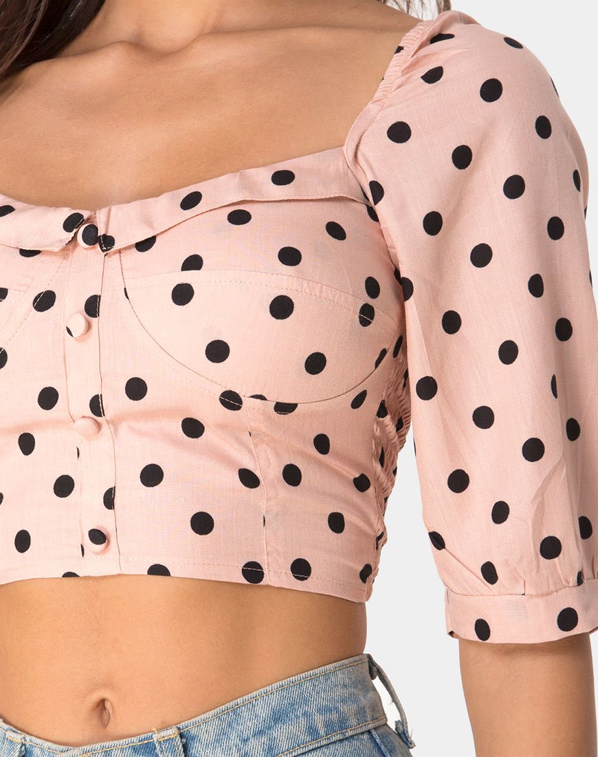 Image of Flory Crop Top in New Polka Nude
