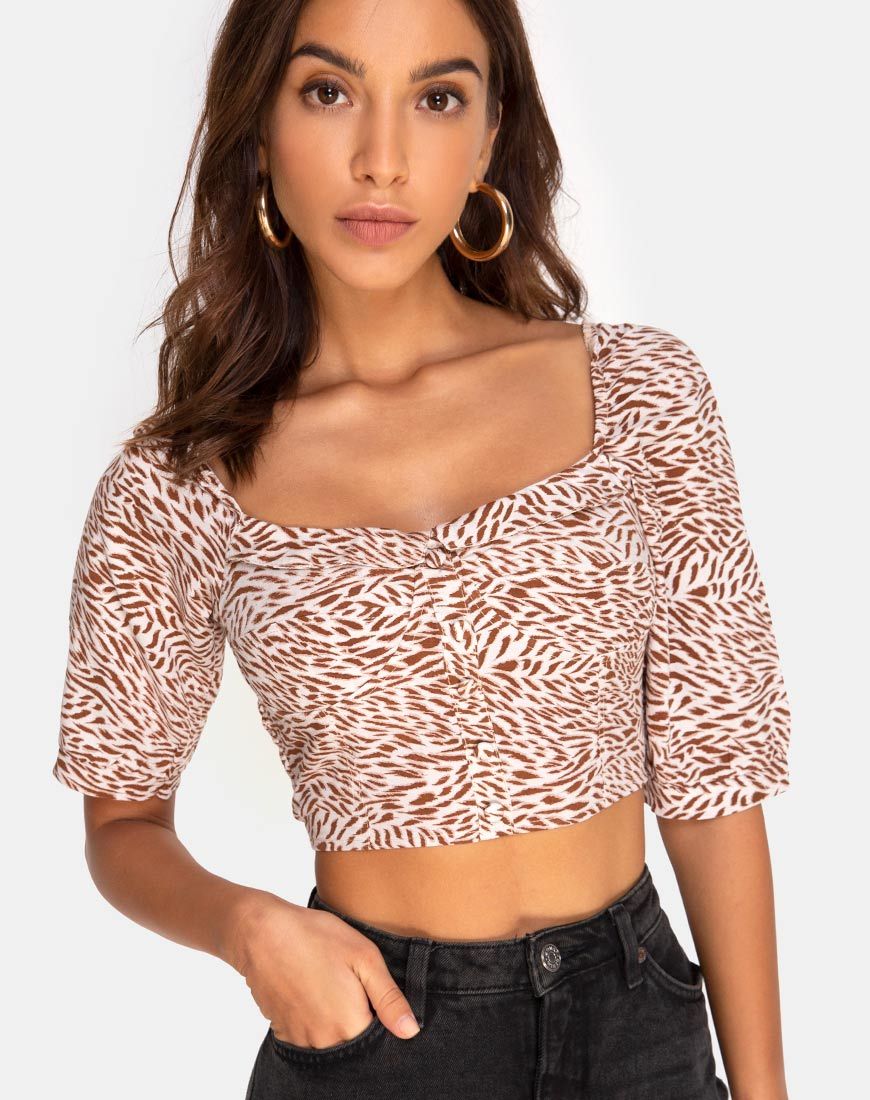Image of Flory Crop Top in Safari Taupe