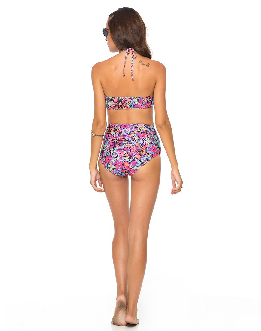 Image of Motel Flux Longline Bikini Top In Fluro Flower