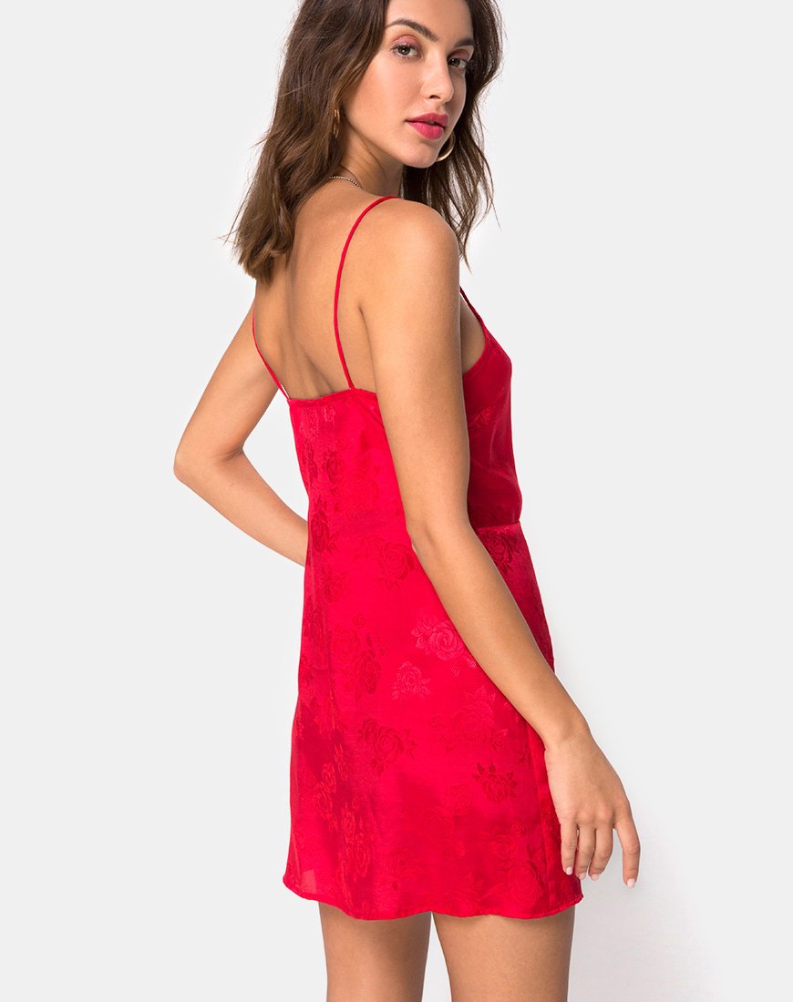 Image of Furia Dress in Satin Rose Red