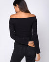 Image of Gadice Off The Shoulder Bodice in Black with White Stripe