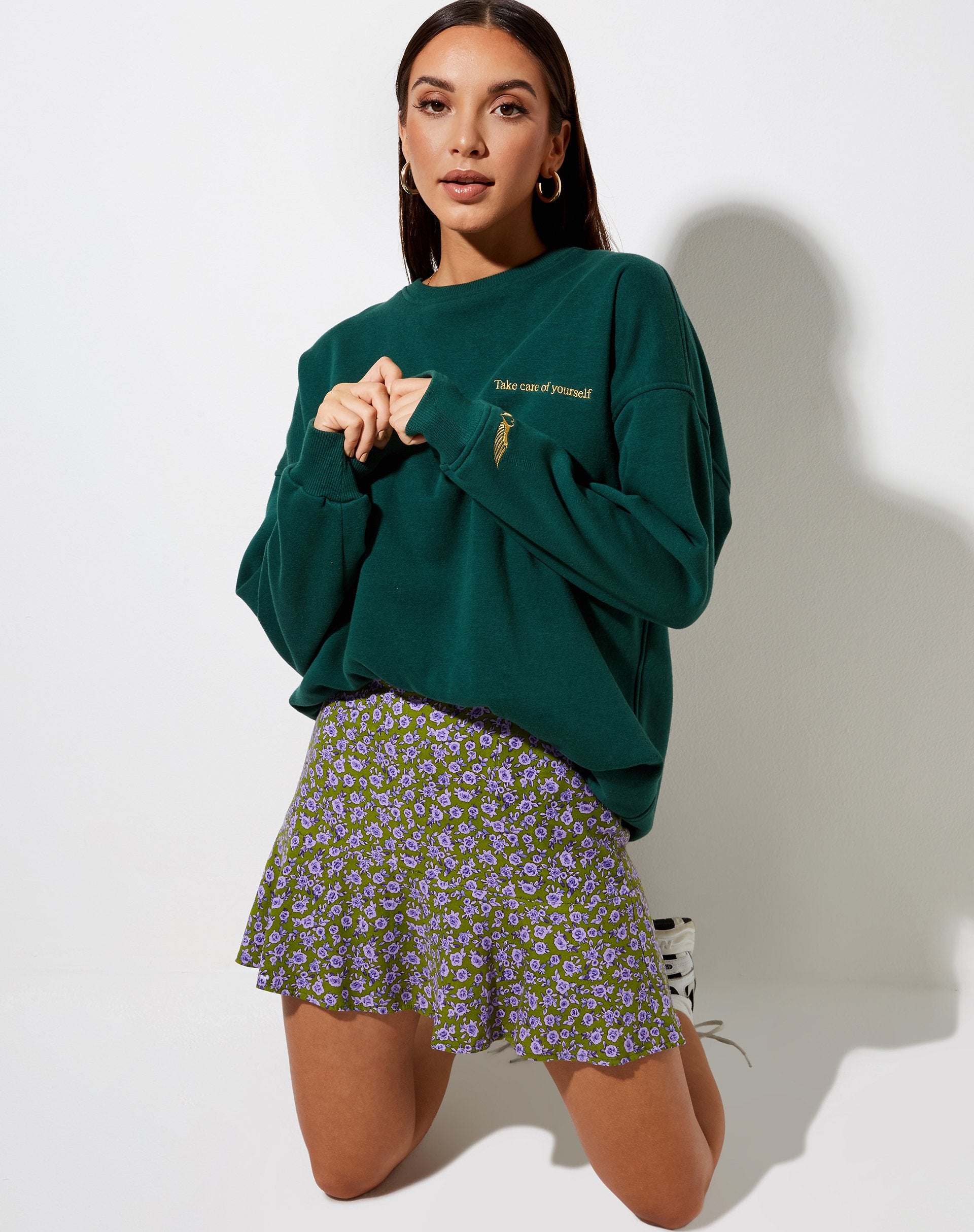 Gaelle Mini Skirt in Autumn Blossom Khaki