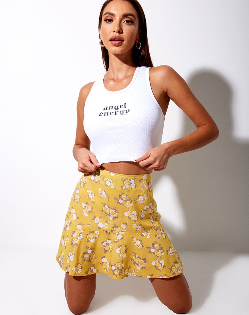 Gaelle Skater Skirt in Rose Bunch Yellow