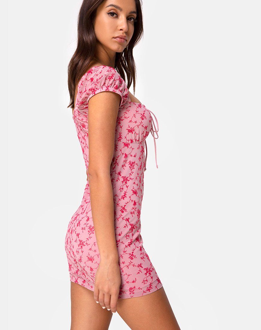 Image of Gaina Dress in Love Bloom Pink Flock