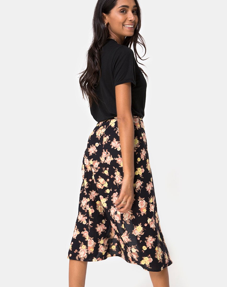Image of Gamaris Midi Skirt in Antique Rose Black